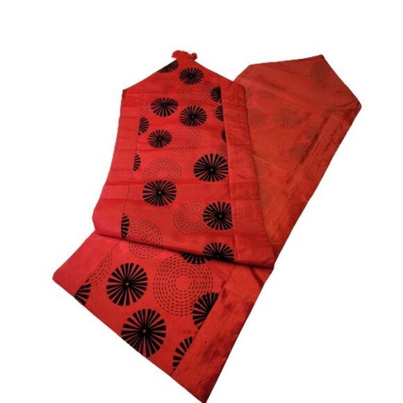 Red Rectangular Table Runner with Tassels - Picture 1 of 7